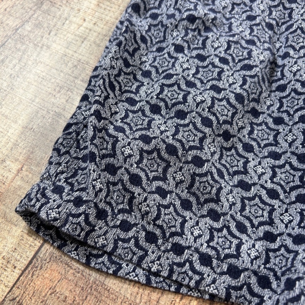 Knox Rose Navy Blue Geometric Rayon Smocked Waist Shorts Lined Pockets Large L - Picture 2 of 6